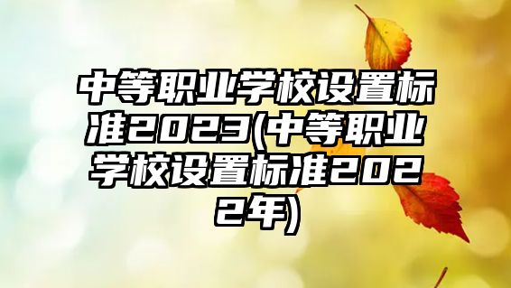 中等職業(yè)學(xué)校設(shè)置標(biāo)準(zhǔn)2023(中等職業(yè)學(xué)校設(shè)置標(biāo)準(zhǔn)2022年)