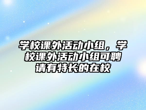 學(xué)校課外活動小組，學(xué)校課外活動小組可聘請有特長的在校