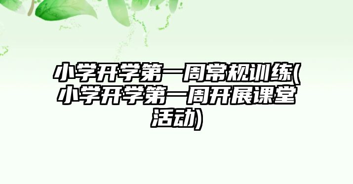 小學開學第一周常規(guī)訓練(小學開學第一周開展課堂活動)