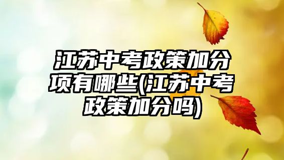 江蘇中考政策加分項有哪些(江蘇中考政策加分嗎)