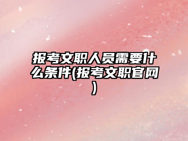 報考文職人員需要什么條件(報考文職官網(wǎng))