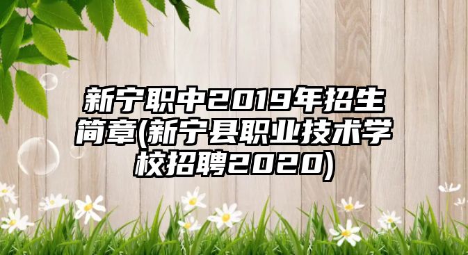 新寧職中2019年招生簡章(新寧縣職業(yè)技術(shù)學(xué)校招聘2020)