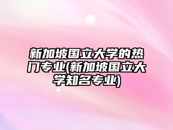 新加坡國立大學(xué)的熱門專業(yè)(新加坡國立大學(xué)知名專業(yè))