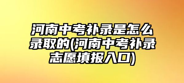 河南中考補錄是怎么錄取的(河南中考補錄志愿填報入口)