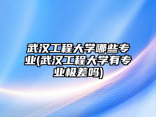 武漢工程大學哪些專業(yè)(武漢工程大學有專業(yè)極差嗎)