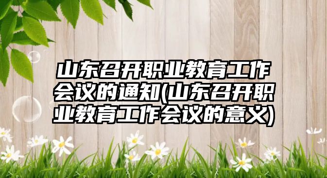 山東召開職業(yè)教育工作會議的通知(山東召開職業(yè)教育工作會議的意義)