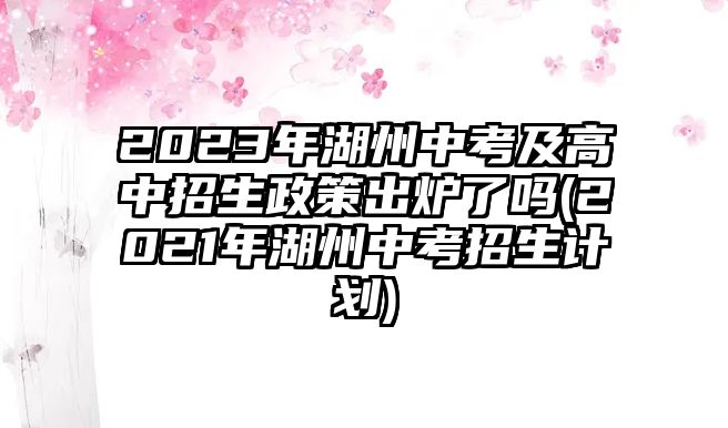 2023年湖州中考及高中招生政策出爐了嗎(2021年湖州中考招生計劃)