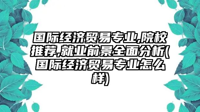 國際經(jīng)濟貿(mào)易專業(yè),院校推薦,就業(yè)前景全面分析(國際經(jīng)濟貿(mào)易專業(yè)怎么樣)