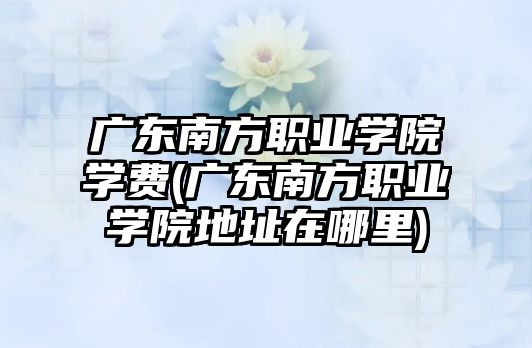 廣東南方職業(yè)學(xué)院學(xué)費(fèi)(廣東南方職業(yè)學(xué)院地址在哪里)