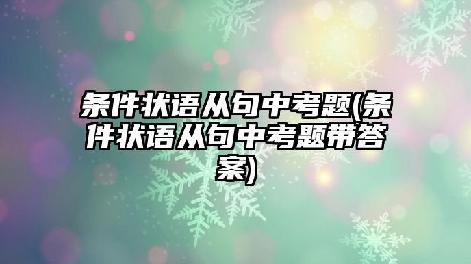 條件狀語從句中考題(條件狀語從句中考題帶答案)