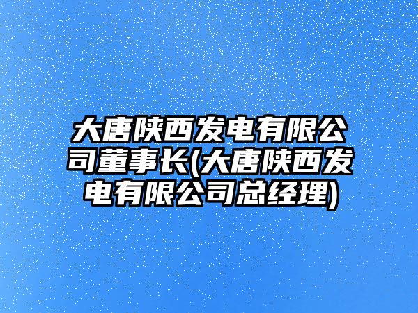 大唐陜西發(fā)電有限公司董事長(zhǎng)(大唐陜西發(fā)電有限公司總經(jīng)理)