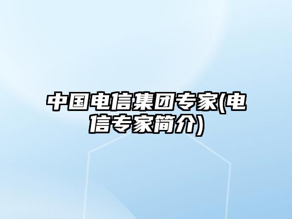 中國電信集團(tuán)專家(電信專家簡(jiǎn)介)