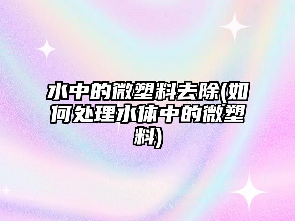 水中的微塑料去除(如何處理水體中的微塑料)