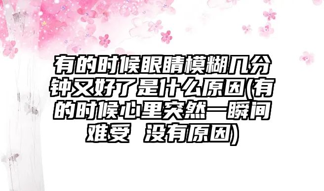 有的時候眼睛模糊幾分鐘又好了是什么原因(有的時候心里突然一瞬間難受 沒有原因)