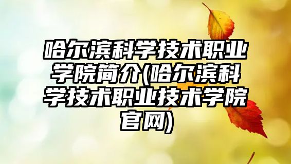 哈爾濱科學(xué)技術(shù)職業(yè)學(xué)院簡介(哈爾濱科學(xué)技術(shù)職業(yè)技術(shù)學(xué)院官網(wǎng))