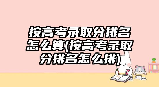 按高考錄取分排名怎么算(按高考錄取分排名怎么排)