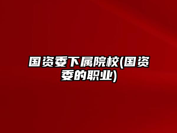 國(guó)資委下屬院校(國(guó)資委的職業(yè))