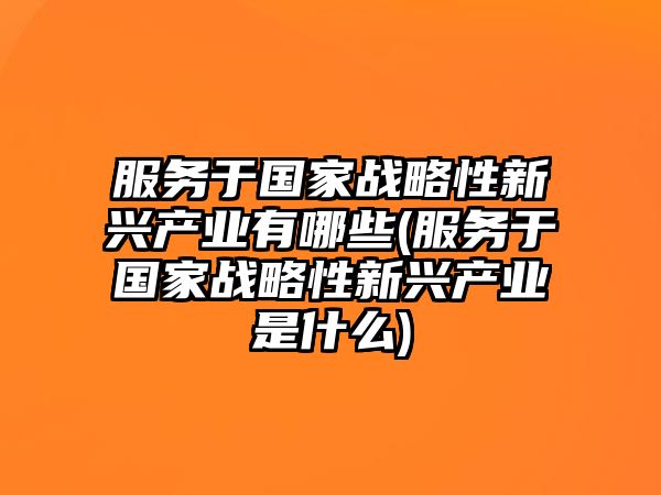 服務(wù)于國家戰(zhàn)略性新興產(chǎn)業(yè)有哪些(服務(wù)于國家戰(zhàn)略性新興產(chǎn)業(yè)是什么)