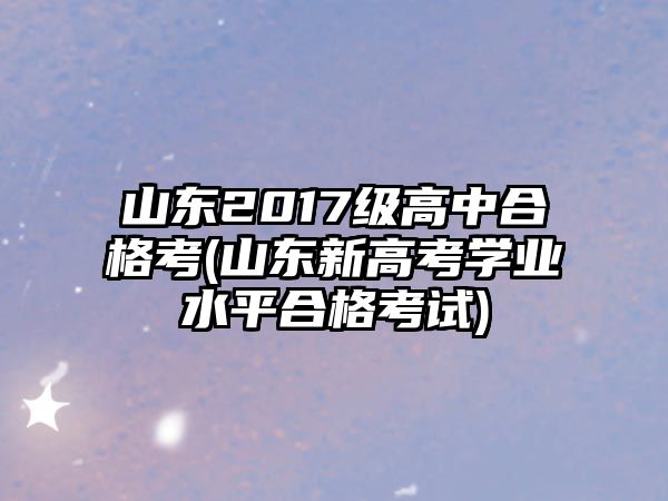 山東2017級(jí)高中合格考(山東新高考學(xué)業(yè)水平合格考試)