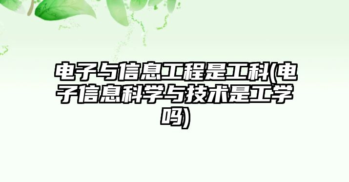 電子與信息工程是工科(電子信息科學與技術(shù)是工學嗎)