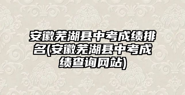 安徽蕪湖縣中考成績排名(安徽蕪湖縣中考成績查詢網(wǎng)站)