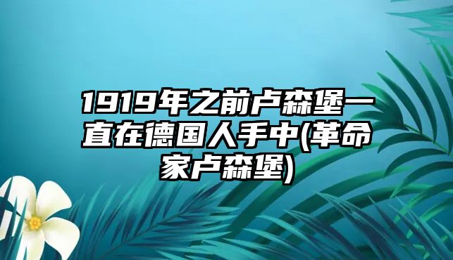 1919年之前盧森堡一直在德國人手中(革命家盧森堡)