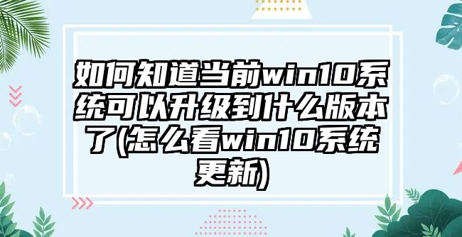 如何知道當(dāng)前win10系統(tǒng)可以升級(jí)到什么版本了(怎么看win10系統(tǒng)更新)