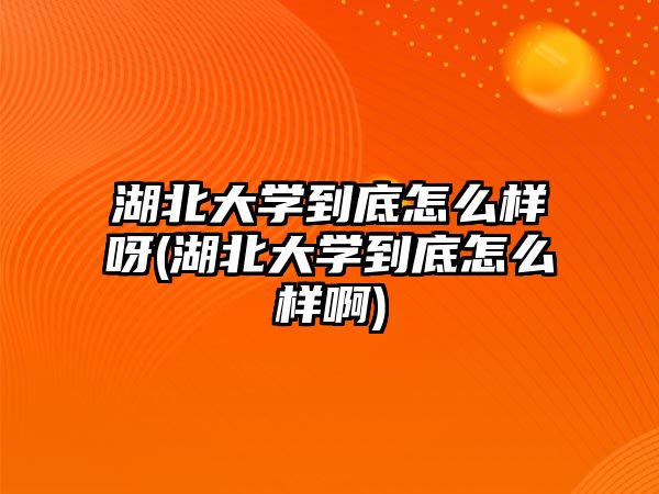 湖北大學(xué)到底怎么樣呀(湖北大學(xué)到底怎么樣啊)