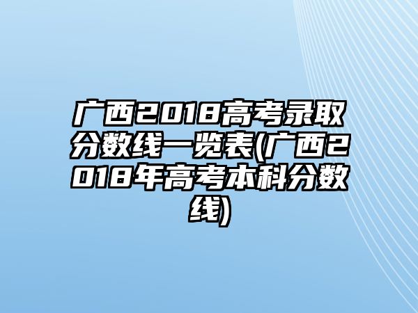 廣西2018高考錄取分?jǐn)?shù)線一覽表(廣西2018年高考本科分?jǐn)?shù)線)