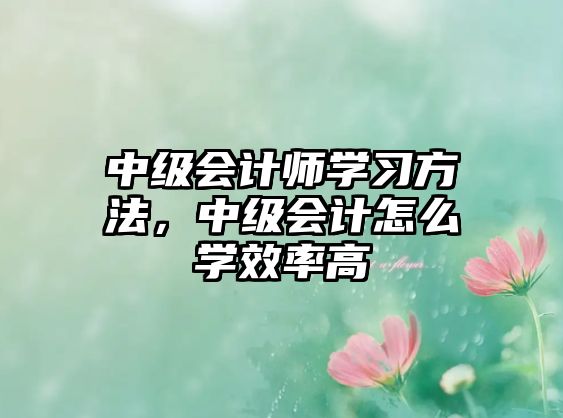 中級會計師學習方法，中級會計怎么學效率高