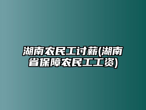 湖南農(nóng)民工討薪(湖南省保障農(nóng)民工工資)