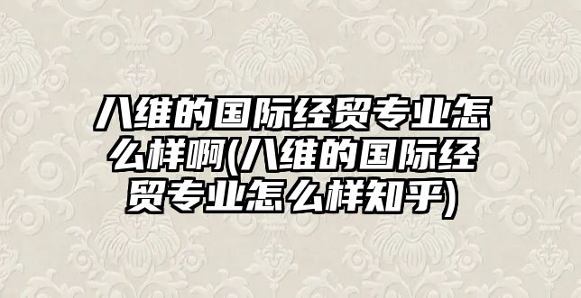 八維的國際經(jīng)貿(mào)專業(yè)怎么樣啊(八維的國際經(jīng)貿(mào)專業(yè)怎么樣知乎)