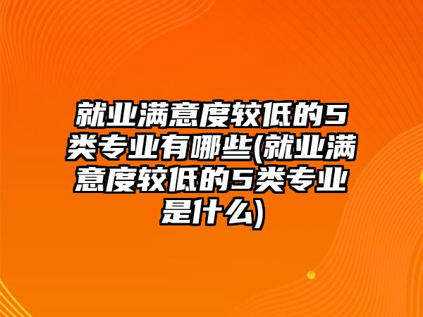 就業(yè)滿意度較低的5類專業(yè)有哪些(就業(yè)滿意度較低的5類專業(yè)是什么)