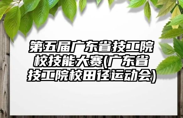 第五屆廣東省技工院校技能大賽(廣東省技工院校田徑運動會)