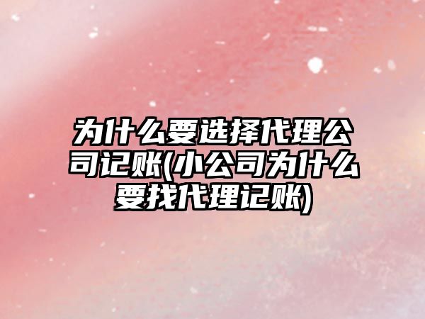 為什么要選擇代理公司記賬(小公司為什么要找代理記賬)