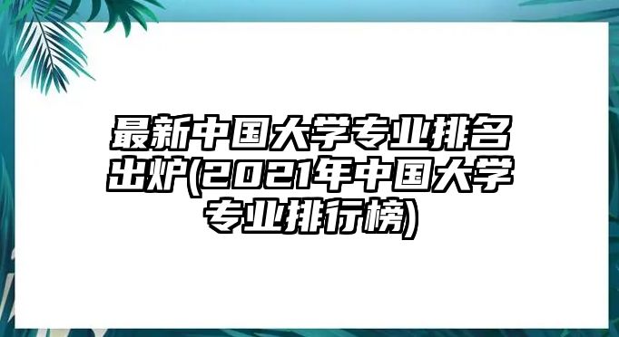 最新中國大學(xué)專業(yè)排名出爐(2021年中國大學(xué)專業(yè)排行榜)