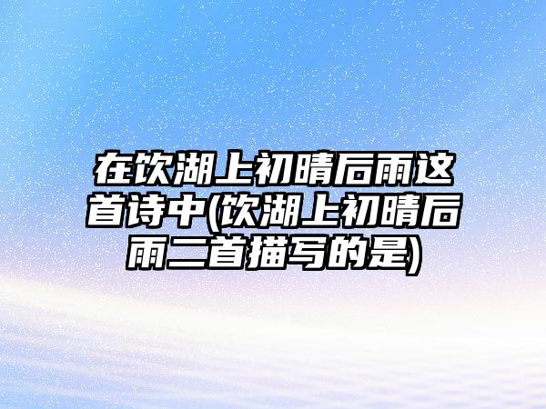 在飲湖上初晴后雨這首詩(shī)中(飲湖上初晴后雨二首描寫(xiě)的是)