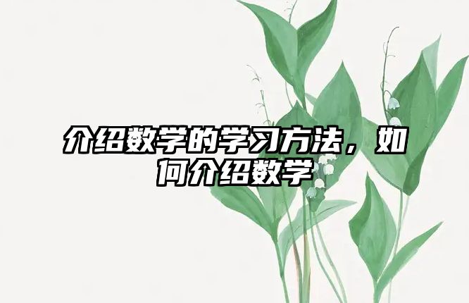 介紹數(shù)學(xué)的學(xué)習(xí)方法，如何介紹數(shù)學(xué)