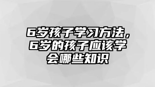 6歲孩子學(xué)習(xí)方法，6歲的孩子應(yīng)該學(xué)會(huì)哪些知識(shí)