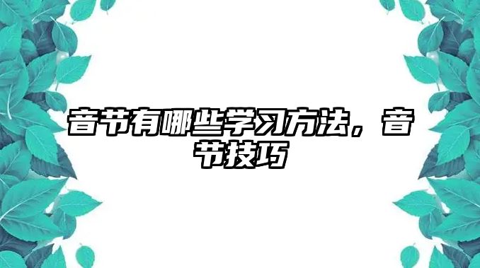 音節(jié)有哪些學(xué)習(xí)方法，音節(jié)技巧