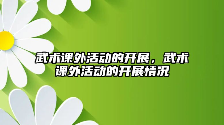 武術(shù)課外活動的開展，武術(shù)課外活動的開展情況