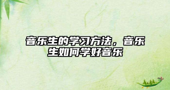 音樂生的學(xué)習(xí)方法，音樂生如何學(xué)好音樂