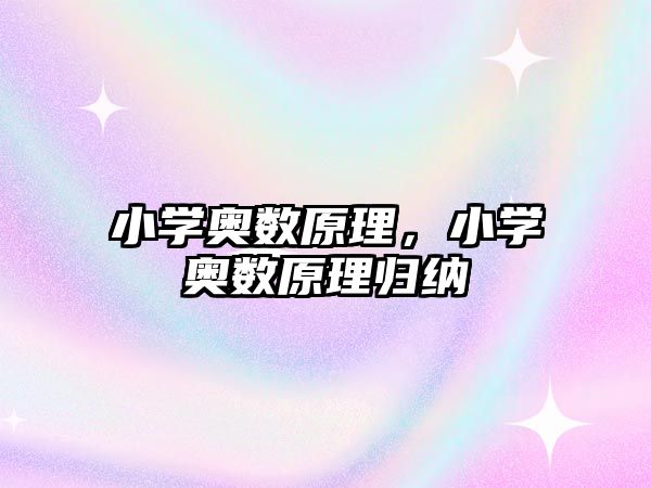 小學(xué)奧數(shù)原理，小學(xué)奧數(shù)原理歸納