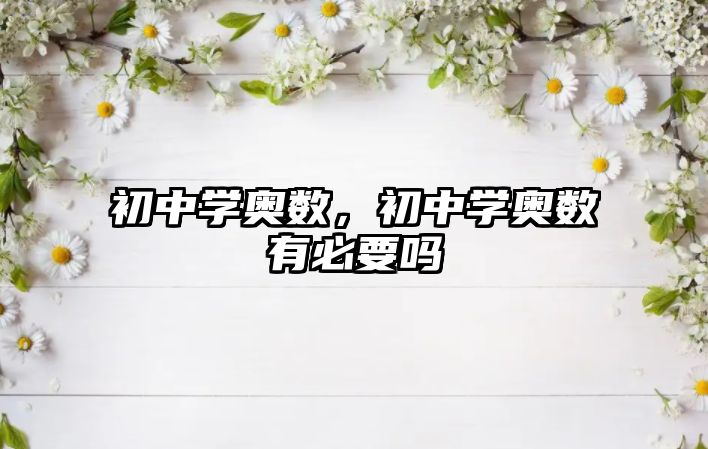 初中學(xué)奧數(shù),初中學(xué)奧數(shù)有必要嗎