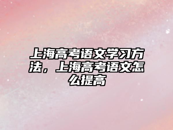 上海高考語(yǔ)文學(xué)習(xí)方法，上海高考語(yǔ)文怎么提高