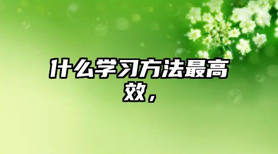 什么學(xué)習(xí)方法最高效，