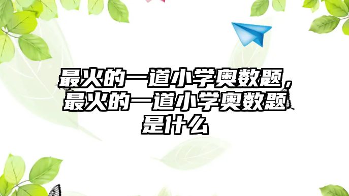 最火的一道小學奧數(shù)題，最火的一道小學奧數(shù)題是什么