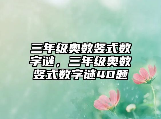 三年級(jí)奧數(shù)豎式數(shù)字謎，三年級(jí)奧數(shù)豎式數(shù)字謎40題