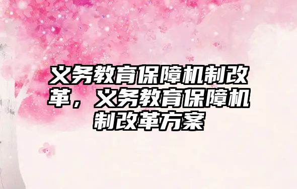 義務(wù)教育保障機(jī)制改革，義務(wù)教育保障機(jī)制改革方案