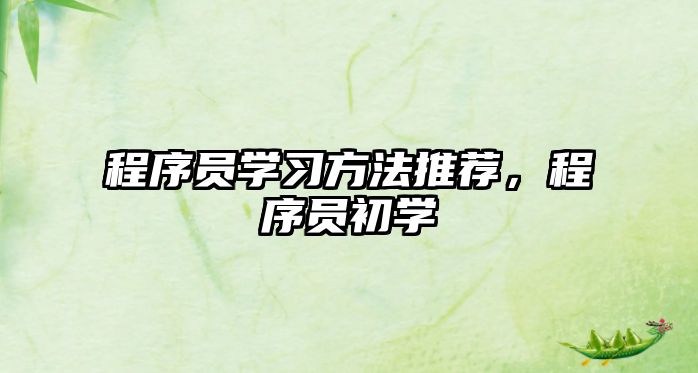 程序員學(xué)習(xí)方法推薦，程序員初學(xué)